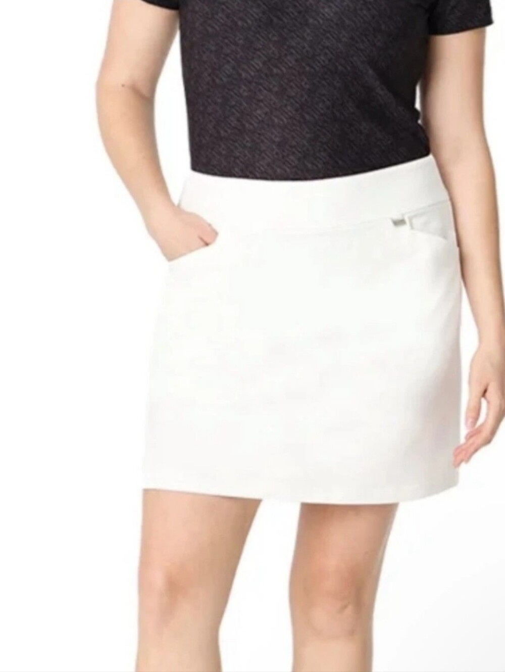 Gu Greg Norman Women’s Play Dry Lined Skort Skirt Golf Tennis White Stretch L
